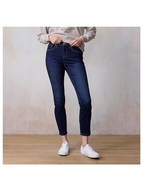 LC Lauren Conrad Dark Blue Cropped Mid Rise Slim Jeans